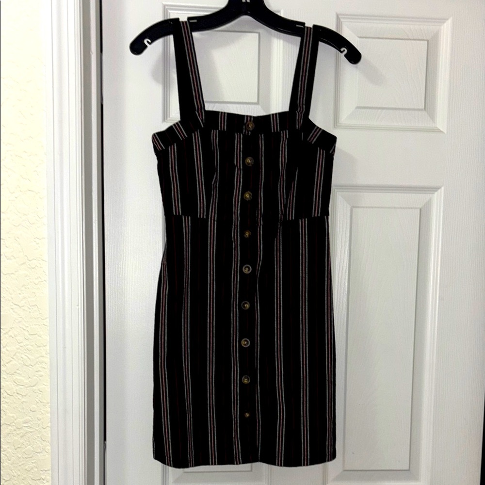 Hollister Black and White and Red Striped Mini Dress